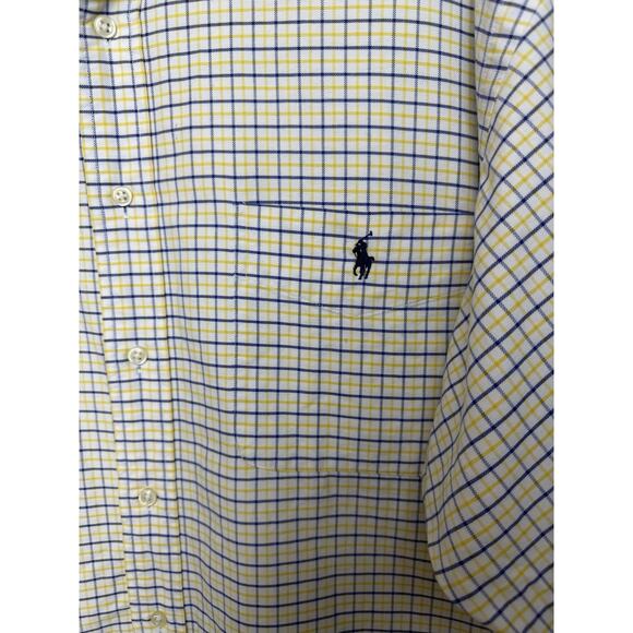 Ralph Lauren “Big Shirt” Men’s Sz XL Yellow Blue Plaid Button Down Long Sleeve - Picture 4 of 8